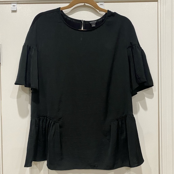 Ann Taylor Tops - Ann Taylor black mixed media peplum blouse Size Large